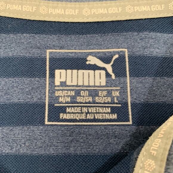 Puma Polo Shirt Mens M Medium Navy Slate Striped Short Sleeve Performance Golf - Picture 3 of 8